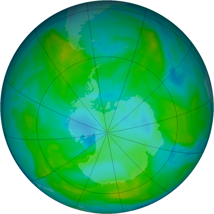 Antarctic ozone map for 06 February 1981